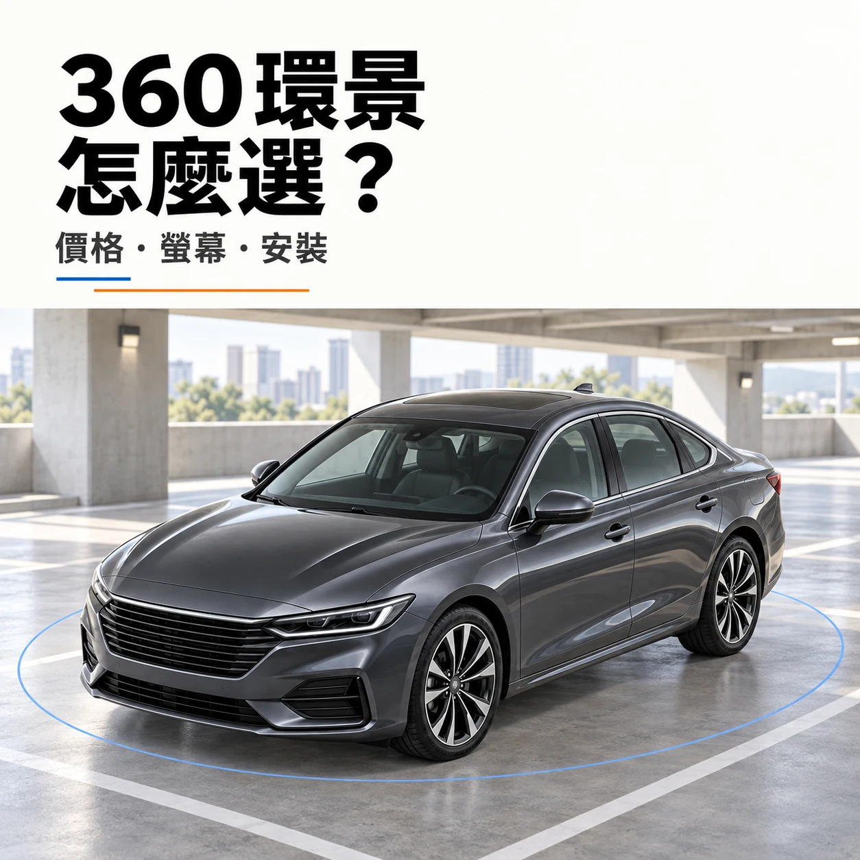 360 環景怎麼選？價格、螢幕與安裝指南，深石墨色車輛的環視概念封面