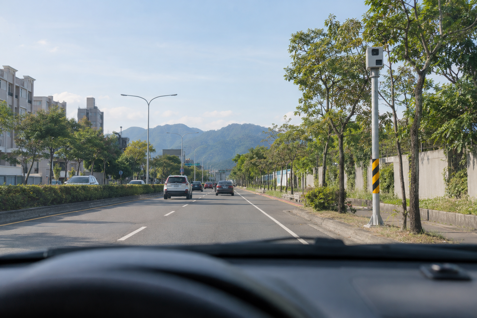 一般道路固定式測速照相桿行車情境