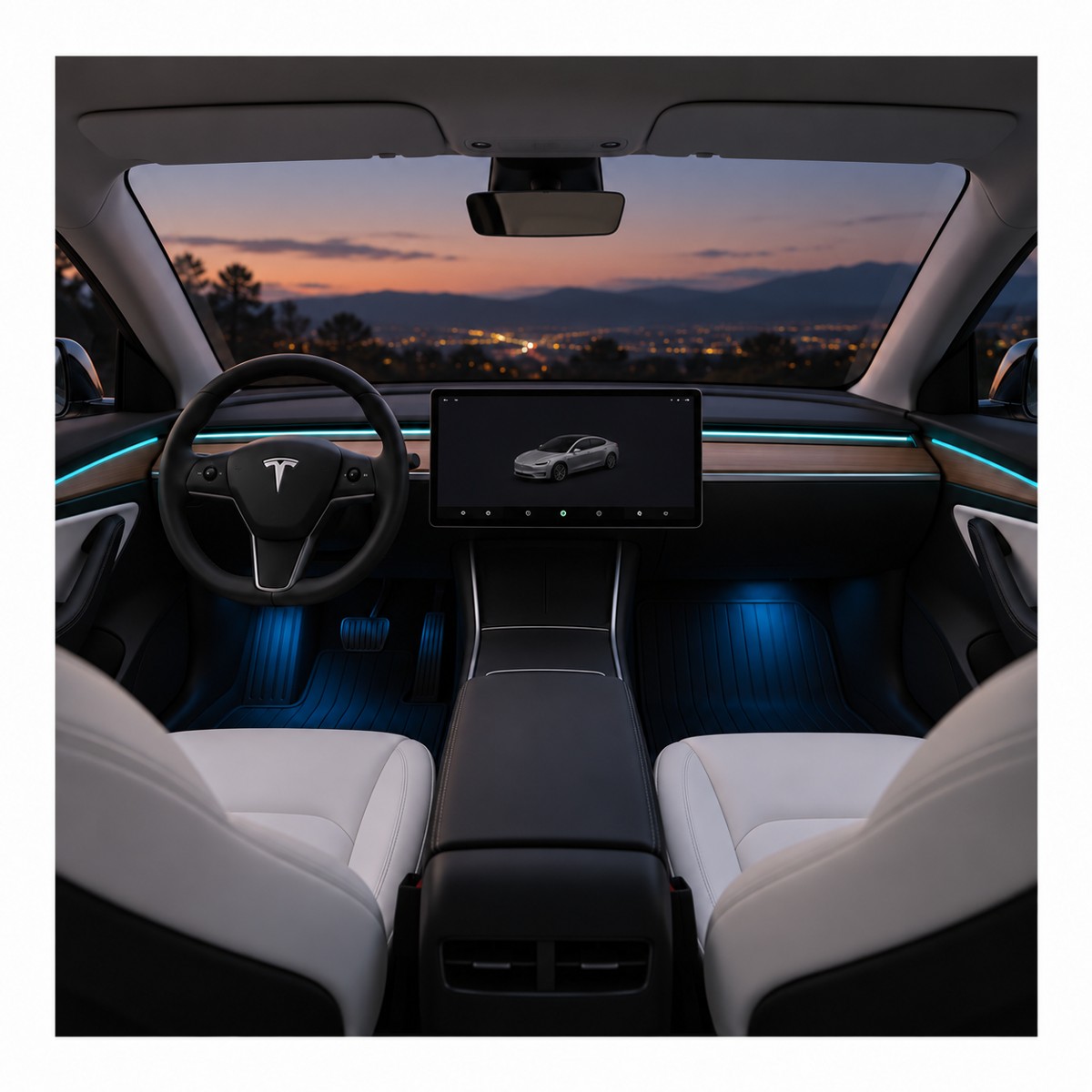 Model 3 車內氛圍燈效果示意