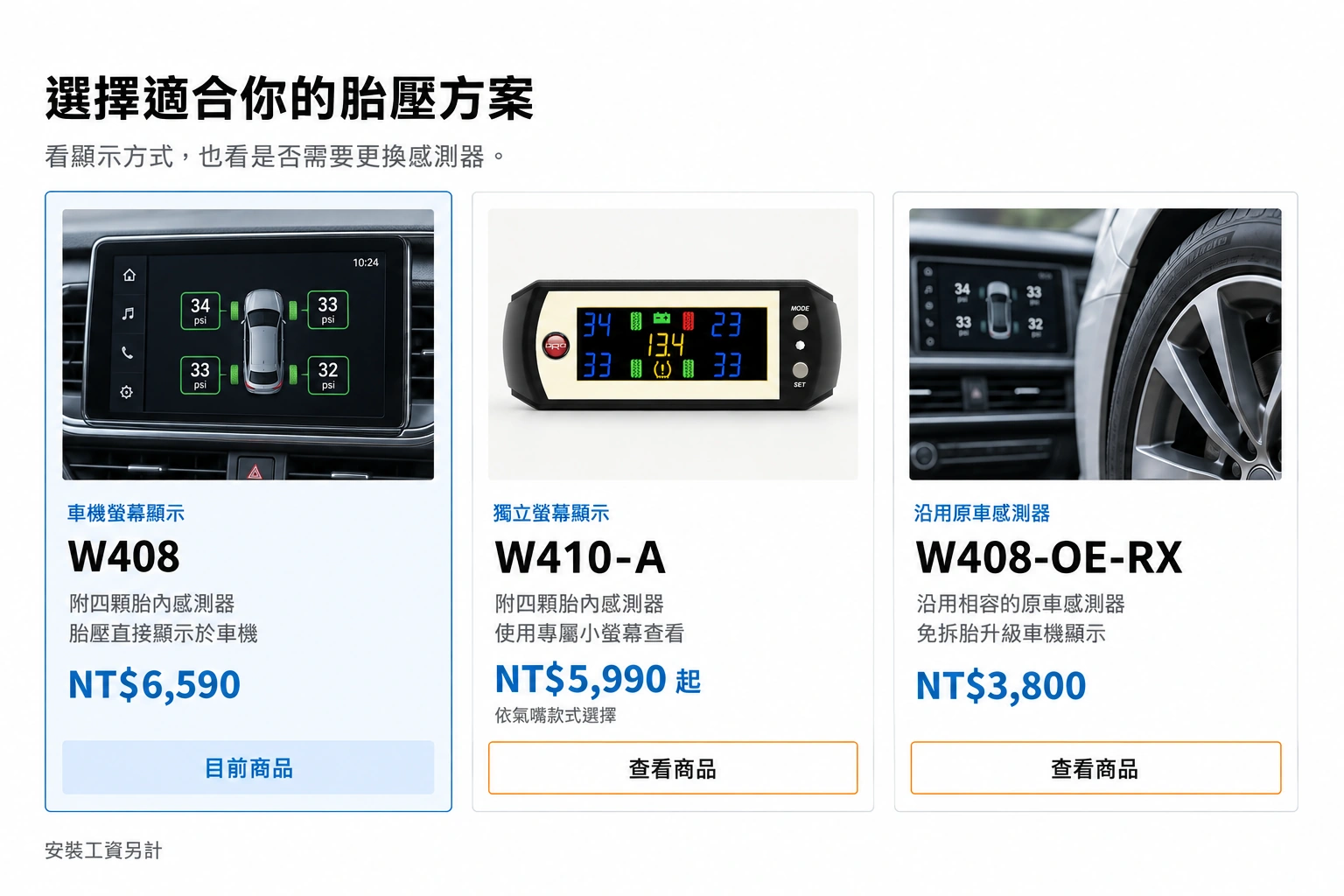 車機螢幕顯示：W408