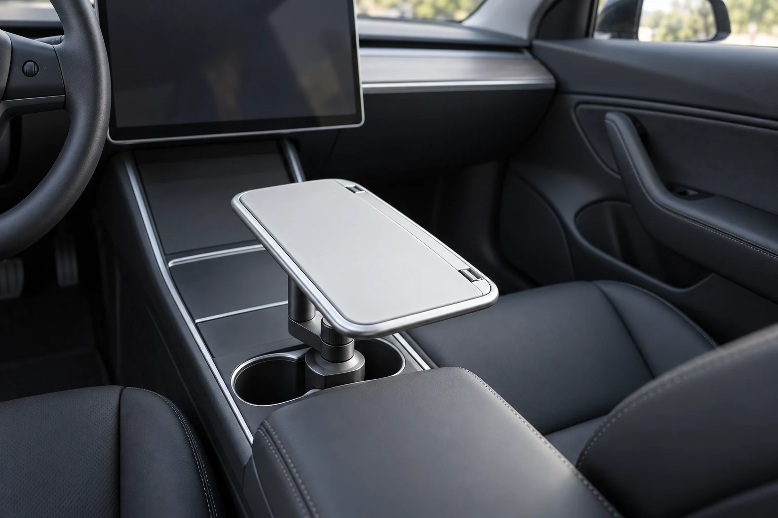 Tesla 360° 旋轉車用桌收合後沿中控台擺放