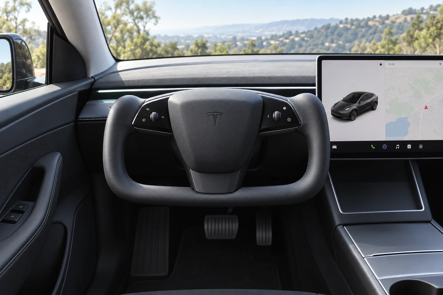Model Y 煥新駕駛座裝上客製 Yoke 方向盤