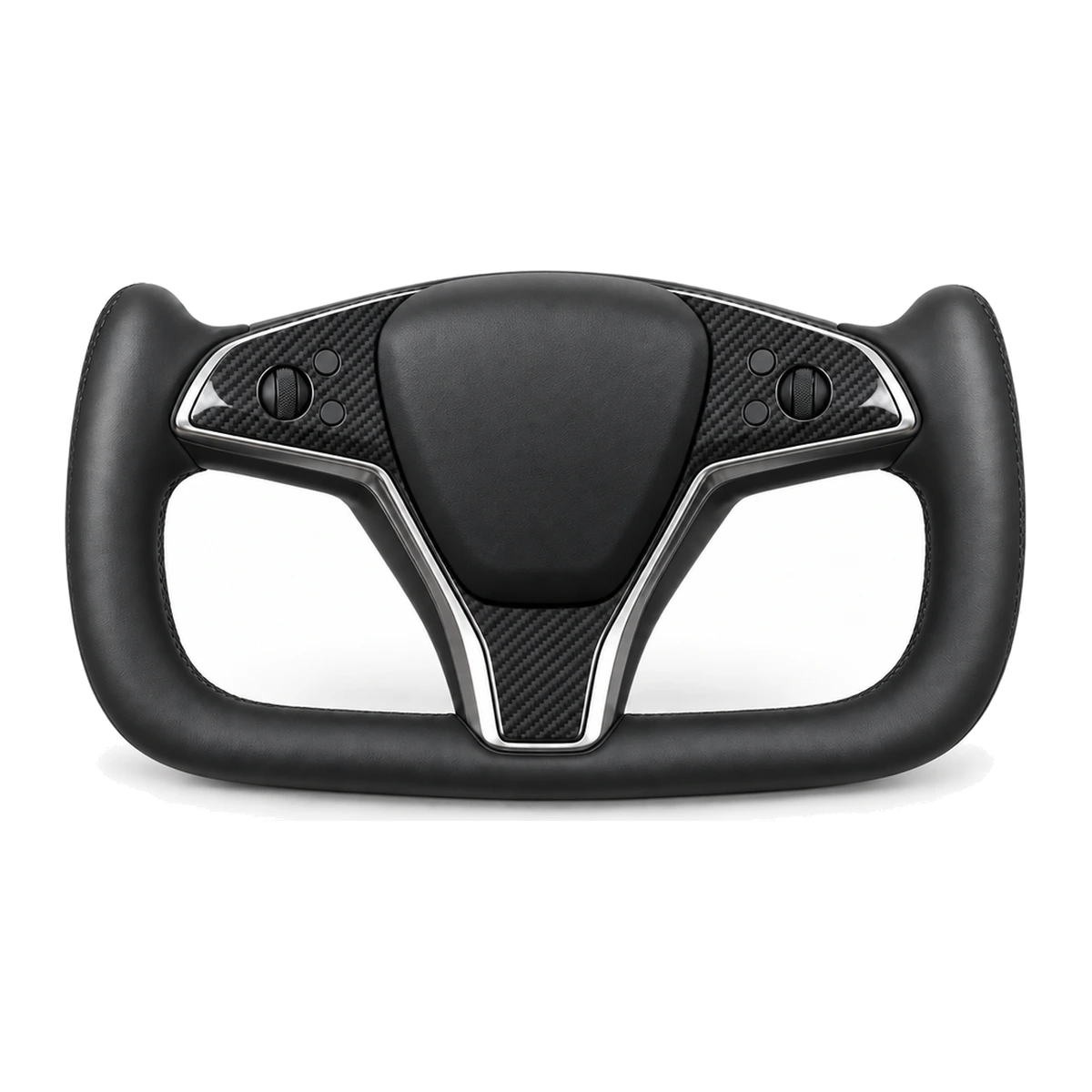 Model S/X Yoke 方向盤,置於白色背景