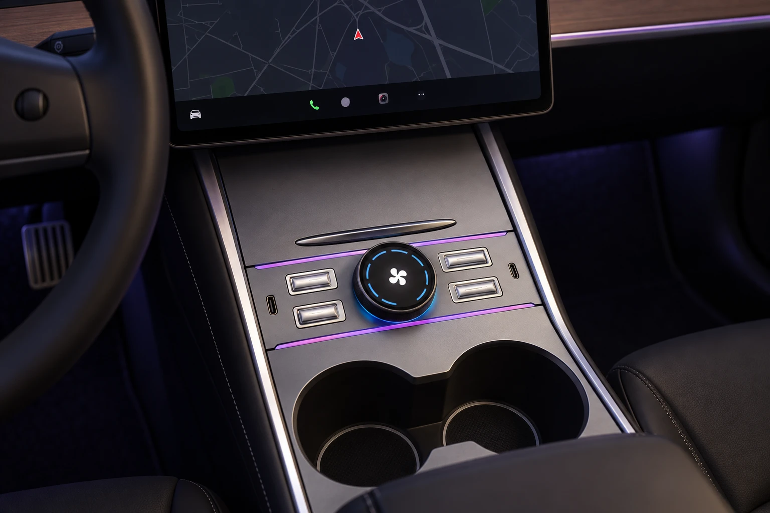 Model 3 中控台前端裝上液晶智慧中控座