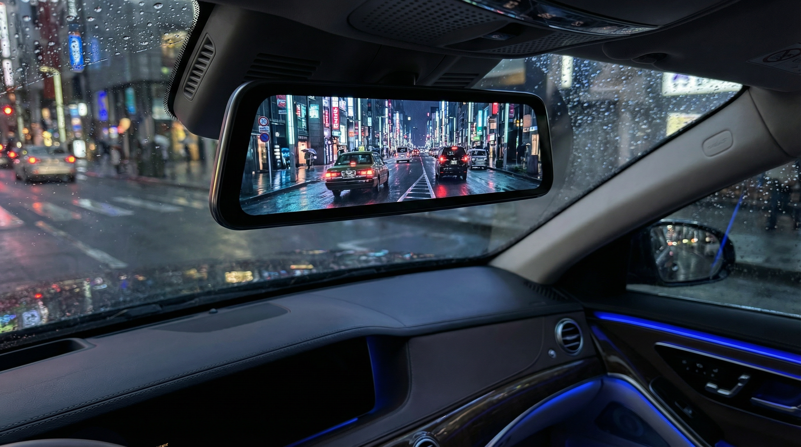 WRM-S14 電子後視鏡高科技車內實景